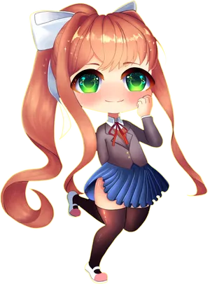 Chibi Monika D D L C Art PNG Image