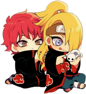 Chibi Naruto Characters Sasoriand Deidara PNG Image