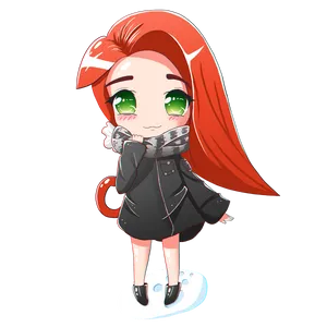 Chibi Redheadin Winter Attire PNG Image