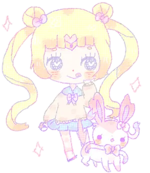 Chibi Sailor Moonand Luna Pastel Art PNG Image