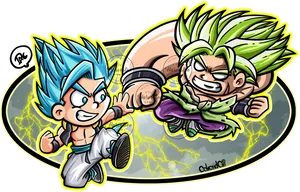 Chibi_ Saiyans_ Showdown PNG Image