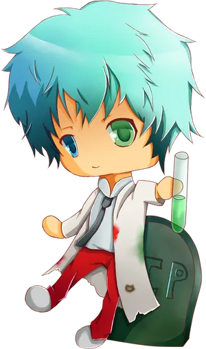 Chibi Scientist Adventure PNG Image