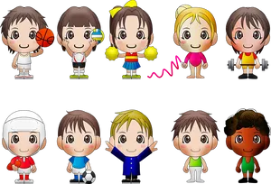 Chibi Sports Characters Set.png PNG Image