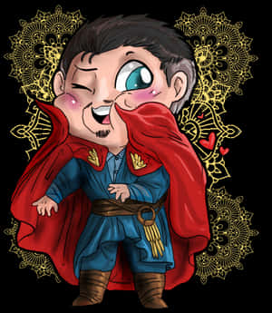 Chibi Style Doctor Strange Illustration PNG image with transparent background