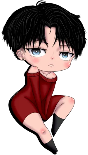 Chibi Style Mikasa Ackerman PNG Image