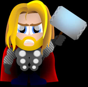 Chibi Thorwith Mjolnir PNG image with transparent background