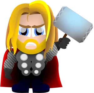 Chibi Thorwith Mjolnir PNG Image