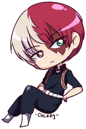 Chibi Todoroki Sitting Illustration PNG Image