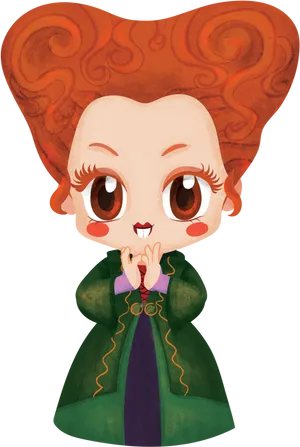 Chibi Witch Cartoon Character PNG Image