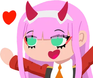 Chibi Zero Two Winking PNG Image