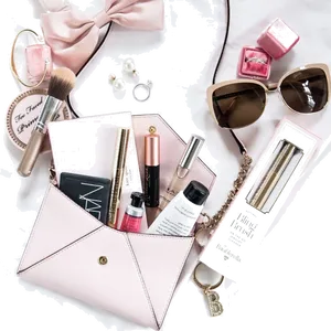 Chic Cosmeticsand Accessories Flatlay PNG Image