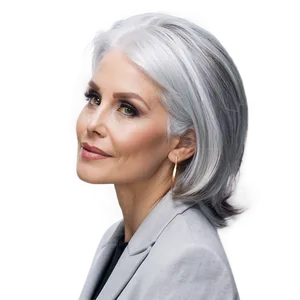 Chic Grey Hair Fashion Png 27 PNG Image