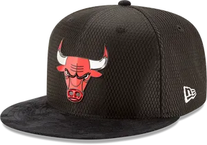 Chicago Bulls Black Flat Brim Hat PNG Image