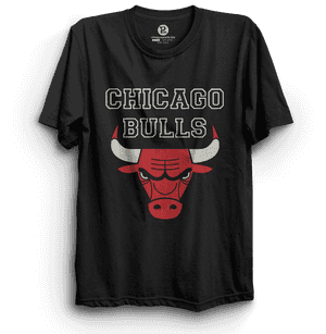 Chicago Bulls Black T Shirt Graphic Design PNG image with transparent background