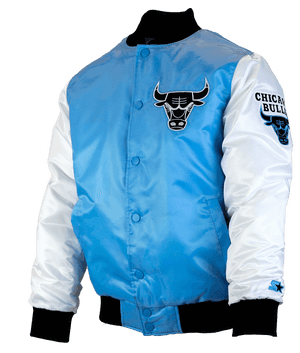 Chicago Bulls Blueand White Varsity Jacket PNG image with transparent background