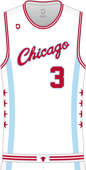Chicago Bulls Number3 Jersey Design PNG image with transparent background