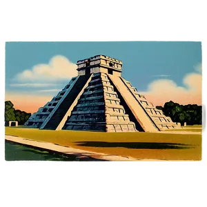 Chichen Itza Vintage Postcard Png Erv PNG Image