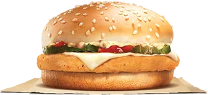 Chicken Burger Sesame Seed Bun PNG Image