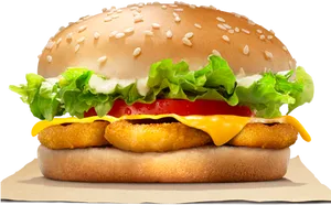 Chicken Burgerwith Cheeseand Vegetables.png PNG Image