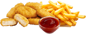 Chicken Nuggets Fries Ketchup Snack PNG image with transparent background