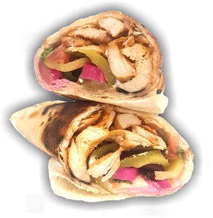 Chicken Shawarma Wrap Cut Open PNG Image