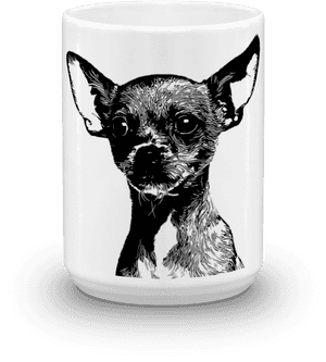 Chihuahua Duotone Comic Black 15oz Mug, HD Png Download PNG image with transparent background