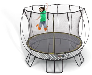 Child Jumpingon Safety Net Trampoline PNG Image