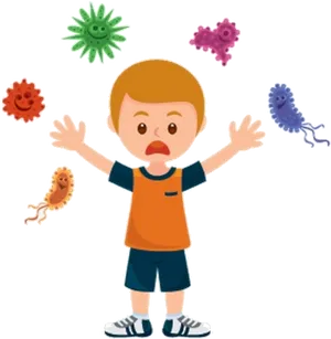 Child Surrounded By Germs Illustration PNG Image