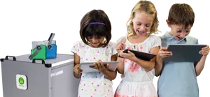 Children Learning With Technology PNG Image