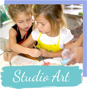 Children Painting Studio Art Session PNG Image