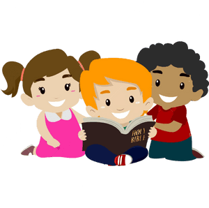 55395845 Vector Illustration Of Children Reading Bible - Niños Con Biblia Animado, HD Png Download PNG image with transparent background