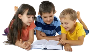 Children Reading Together.png PNG Image