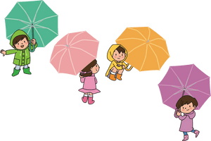 Children With Umbrellas Clip Arts - Umbrella Children Clipart, HD Png Download PNG with transparent background