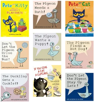 Childrens Book Covers Collage Pete The Cat Pigeon Series PNG Image