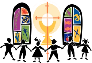 Childrens Church Celebration Clipart PNG Image