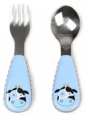 Childrens Cow Themed Cutlery Set PNG Image