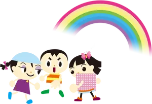 Childrens Day Celebration Cartoon Kids Rainbow PNG Image