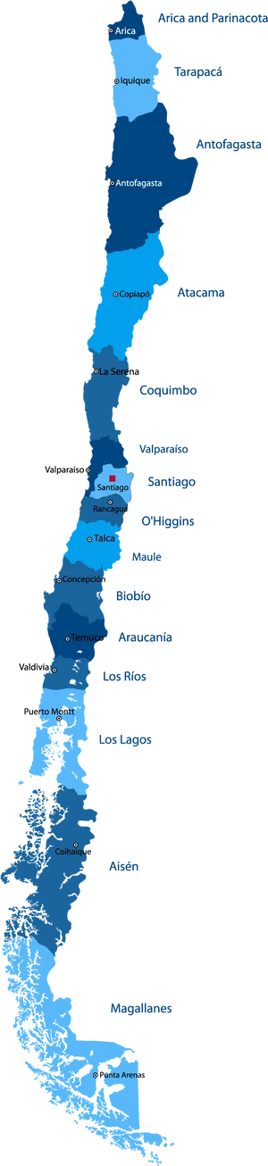 Chile Administrative Regions Map PNG Image