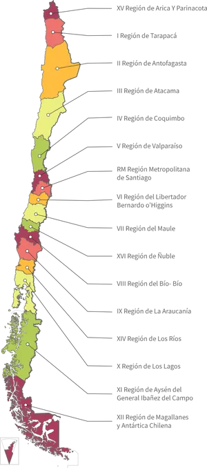 Chile Administrative Regions Map PNG Image