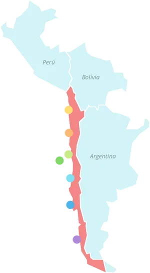 Chile Bordering Countriesand Major Cities Map PNG Image