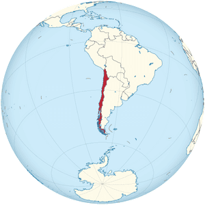 Chile Highlightedon Global Map PNG image with transparent background