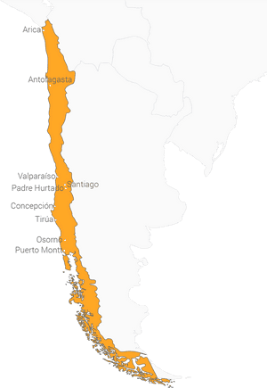 Chile Map Highlighted Regions PNG image with transparent background