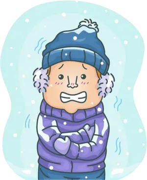 Chilly Winter Cartoon Character PNG Image