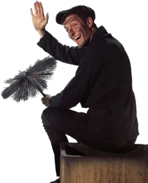 Chimney Sweep Man Waving PNG Image