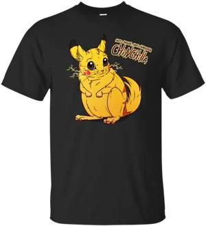 Chinchilla Cartoon Black Tshirt Design PNG Image