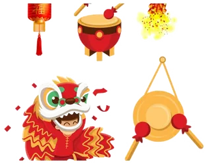 Chinese New Year Celebration Icons PNG Image