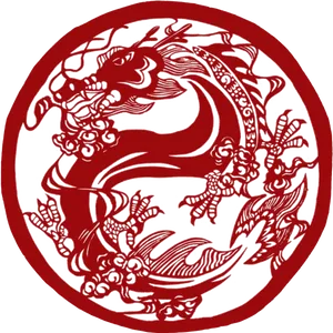 Chinese New Year Dragon Paper Cut Art PNG Image