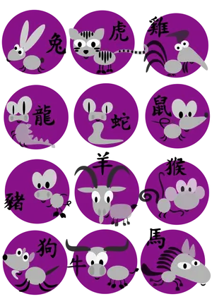 Chinese Zodiac Cartoon Animals PNG Image