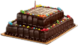 Chocolate Birthday Cakewith Candle PNG Image