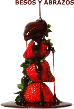 Chocolate Drizzle Strawberry Tower PNG Image